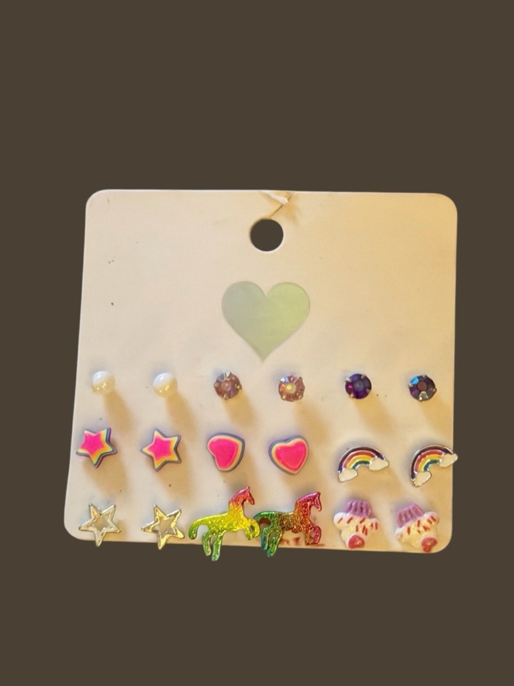 The Children's Place Multicolor Unicorn Rainbow Heart Earring Set